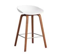 Tabouret de bar basse AAS 32 2.0 noyer laqué water-based lacquered walnut base/footrest stainless steel