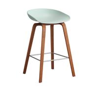 Tabouret de bar basse AAS 32 2.0 noyer laqué water-based lacquered walnut base/footrest stainless steel