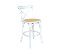 sweeek - Tabouret de Bar bistrot Vintage en Bois Blanc avec Repose-Pieds