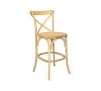 sweeek - Tabouret de Bar bistrot Vintage en Bois Naturel avec Repose-Pieds