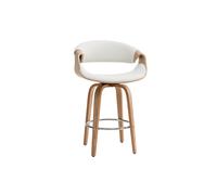 Tabouret de bar blanc et bois clair 68 cm aramis
