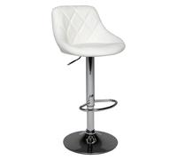 Happy Garden – Tabouret de bar JASPER – Design moderne, assise réglable, rotation 360°, repose-pieds, dossier blanc