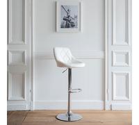 Happy Garden – Tabouret de bar JASPER – Design moderne, assise réglable, rotation 360°, repose-pieds, dossier blanc
