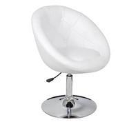 Tabouret de bar blanc simili cuir Chesterfield réglable acier chromé | Simili cuir blanc, base 45 cm, cadre en acier, charge 110 kg, usage domestique