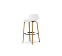 Tabouret de bar blanc style scandinave avec pieds effet bois en métal - Hauteur 76cm