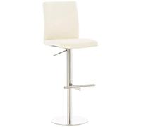 Tabouret De Bar Cadiz en Similicuir I Chaise Haute De Bar Cuisine avec Repose-Pied I Tabouret De Comptoir Réglable Et Pivotant, Couleur:crème, Couleur du Cadre:Acier Inoxydable