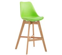 CLP Tabouret de bar Cannes avec coque en plastique , Vert/Nature