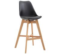 CLP Tabouret de bar Cannes avec coque en plastique , Noir /Nature