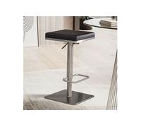 Tabouret de bar carré 37x53/82 cm en PU noir et argent