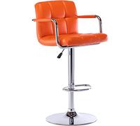 Tabouret de bar carré moderne en cuir synthétique, pivotant et réglable avec dossier et accoudoirs, hauteur de comptoir à levage pneumatique for cuisine, salle à manger, pub, café(Orange,1 PACK)
