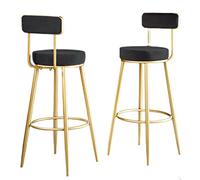 Tabouret de Bar Chaise de Bar rembourrée en Velours avec Dossier Lot de 2 tabourets de Bar Petit-déjeuner Cuisine Comptoir Pieds métalliques dorés Maison Tabourets Hauts de Style européen de Luxe