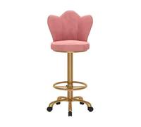 Tabouret de Bar Chaise de Bar, Table de Caisse, Chaise de Salle à Manger, réception, Dossier, Tabouret Haut, Chaise en métal Simple et légère de Luxe, Usage Domestique Maison Cuisine Bistro(Pink)