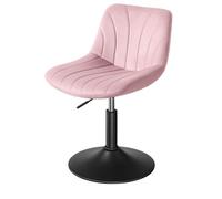 Tabouret de bar, Chaise de Coiffeuse Réglable, Tabouret avec Dossier, Rotation 360°, Velours, pour Coiffeuse, Rose