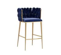 Tabouret de Bar Chaise en métal Simple et légère de Luxe for Bar, Caisse, Table de Salle à Manger, réception, Dossier, tabourets Hauts Maison Cuisine Bistro(Blue)