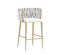 Tabouret de Bar Chaise en métal Simple et légère de Luxe for Bar, Caisse, Table de Salle à Manger, réception, Dossier, tabourets Hauts Maison Cuisine Bistro(Blanc)