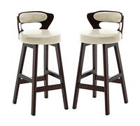 Tabouret de Bar/Chariot de Cuisine avec Dossier, Style pub Moderne avec Repose-Pieds, revêtement en PU Beige, 60 cm.