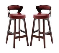 Tabouret de Bar/Chariot de Cuisine avec Dossier, Style pub Moderne avec Repose-Pieds, revêtement en PU Rouge, 70 cm.