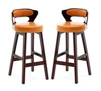 Tabouret de Bar/Chariot de Cuisine avec Dossier, Style pub Moderne, avec Repose-Pieds, revêtement en PU, Orange, 70 cm