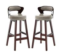 Tabouret de Bar/Chariot de Cuisine avec Dossier, Style pub Moderne avec Repose-Pieds, revêtement en PU Gris, 60 cm.