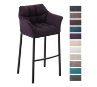 Tabouret de bar - CLP - DAMASO B - 4 pieds en acier noir - Revêtement en tissu - Violet 110 cm