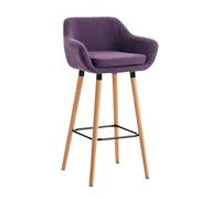 Tabouret de bar - CLP - Grant - Tissu violet - Pieds en bois - Repose-pieds en métal 99 cm