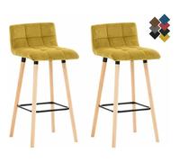 CLP Lot de 2 tabourets de Bar Lincoln avec revêtements en Velours I Tabouret de comptoir rembourré et avec Dossier, Couleur:Jaune