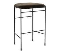 Tabouret de bar Covent cuir 65cm black powdercoated steel frame