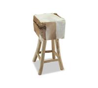 Tabouret de bar Cuir véritable et bois de teck solide