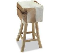 Vidaxl Tabouret De Bar Cuir Véritable Et Bois De Teck Solide Beige