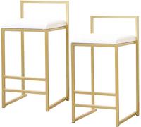 Tabouret de Bar de 2, tabourets de comptoir Tabouret en Velours, tabourets d'îlot de Cuisine arrière doré, Hauteur de siè 65/75 cm (Blanc, 65 cm)