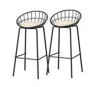 Tabouret de bar de cuisine de hauteur moderne Ensemble de 2 tabourets de bar à hauteur de comptoir avec extérieur en similicuir, chaises de salle à manger for petit-déjeuner avec cadre en métal noir e