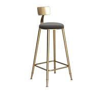 Tabouret de bar de pub Chaise de Bar nordique à la mode, chaise salle manger en fer doré, haute avec dossier, adaptée aux Bars et cafés(Gray,60CM)