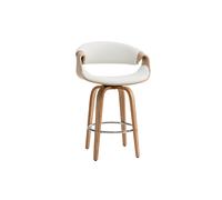 Miliboo - Tabouret de bar design blanc et bois clair 68 cm ARAMIS