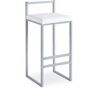 Menzzo Tabouret de bar DRAKKAR 65 cm Argent et Blanc Assise matelassée simili cuir