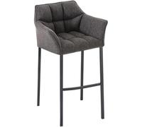 Tabouret De Bar Design Damaso en Tissu I Chaise Haute avec Repose-Pieds Et Piètement Métallique, Couleur:Gris Titan, Couleur du Cadre:Noir