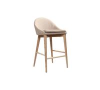 Tabouret de bar design en tissu beige et bois clair 65 cm DALIA