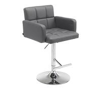 Tabouret de Bar Design Los Angeles Similicuir Dossier Et Accoudoirs I Chaise Haute Réglable en Hauteur I Accoudoir, Couleur:Gris, Couleur du Cadre:Chrome