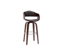 Tabouret de bar design noir et bois foncé noyer H67.5 cm pivotant 360° GAO