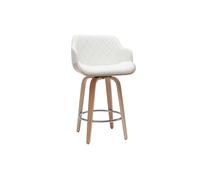 Tabouret de bar design pivotant 360° blanc et bois clair H65 cm LUCIEN
