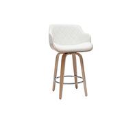 Tabouret de bar design pivotant 360° blanc et bois clair H65 cm LUCIEN