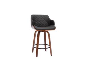 Tabouret de bar design pivotant 360° noir et bois foncé H65 cm LUCIEN