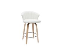 Tabouret de bar design pivotant blanc et bois clair H65cm ALBIN