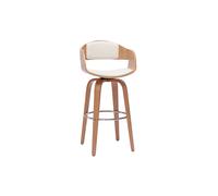 Tabouret de bar design pivotant blanc et bois clair H65 cm GAO