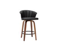 Tabouret de bar design pivotant noir et bois foncé H65cm ALBIN