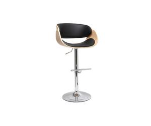 Tabouret de bar design réglable noir et bois clair BENT