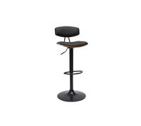 Tabouret de bar design réglable noir et bois foncé VASCO