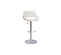 Tabouret de bar design réglable pivotant 360° blanc et bois clair CLASH -