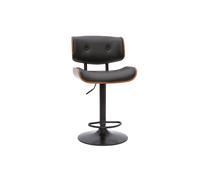 Tabouret de bar design réglable pivotant 360° noir et bois foncé BASILE