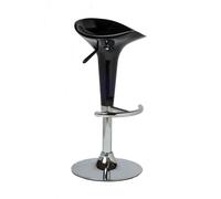 CLP Tabouret De Bar Design Saddle I Chaise Haute De Bistrot avec Assise en Plastique I Hauteur Réglable Pivotant I Pičtement Repose-Pieds Métal, Couleur:Noir