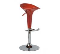 CLP Tabouret De Bar Design Saddle I Chaise Haute De Bistrot avec Assise en Plastique I Hauteur Réglable Pivotant I Piètement Repose-Pieds Métal, Couleur:Rouge